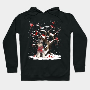 Grey Miniature Schnauzer Scarf Cardinal Snow Christmas Hoodie